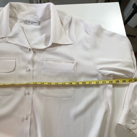 Anne Fontaine Paris White, Satin Button Down, Blouse Women’s 4, Very Oversized! - Picture 10 of 13